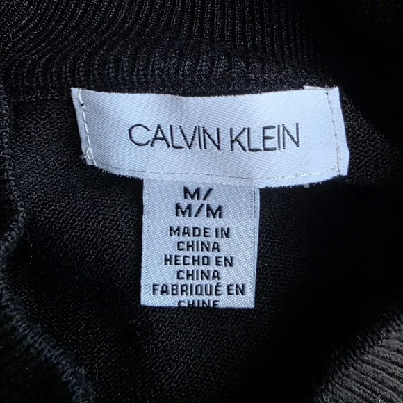 Calvin Klein Mock Neck Sweater, Black, Size Medium - Picture 8 of 9